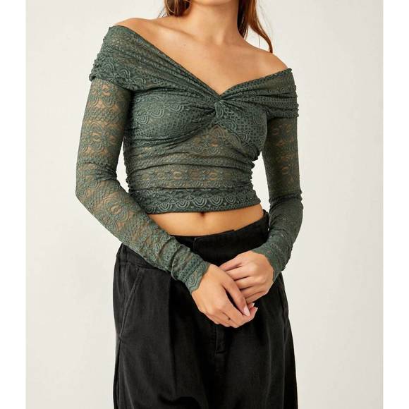 NEW FREE PEOPLE hold me closer top in silver pine - Picture 1 of 1